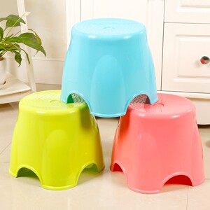 客厅圆筒中号塑料凳子高凳加厚家用圆形凳家用小方凳靠背椅随身