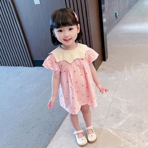 女童连衣裙夏装女宝宝娃娃领3裙子薄款3小童公主裙2岁夏装5棉布裙