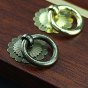 仿古纯铜抽屉铜拉手古典家具衣柜门单孔橱柜中药柜鞋柜老式铜拉环