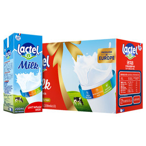 lactel兰特法国进口全脂牛奶200ml*12瓶整箱装节日送老人健康牛奶