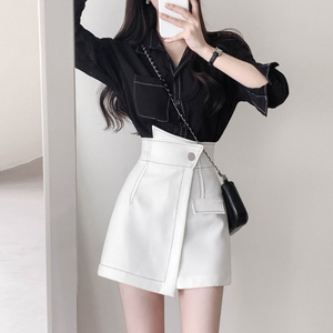 韩国不规则短裙裤女夏新款设计感小众高腰显瘦前裙后裤a字半身裙