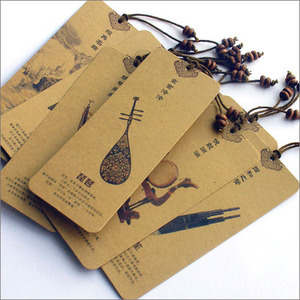 营格文具/中国风传统乐器琵琶古筝纸质书签 牛皮纸民族乐器文创礼物卡片