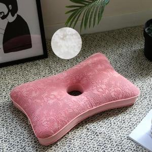 一孔耳枕水洗棉单孔老人护耳枕防压耳朵荞麦壳枕芯长辈深灰色(荞