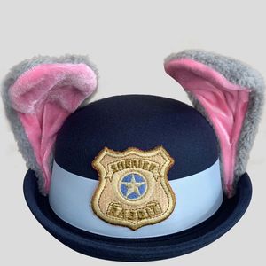 迪士尼朱迪兔子警官帽子cos卡通兔耳朵儿童成人帽子洛丽塔旅帽子