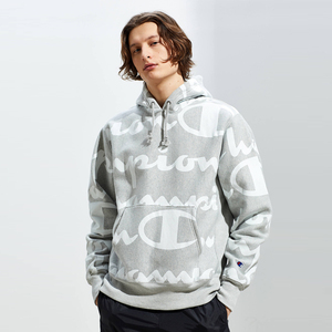 新款美版champion冠军卫衣男秋冬加厚款满印logo加绒连帽外套集c