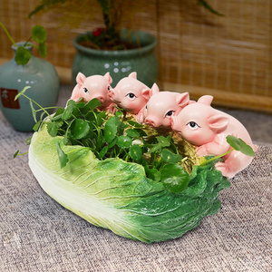 绿萝水培多肉创意花盆器皿花瓶客厅办公桌面装饰品家居小猪摆件