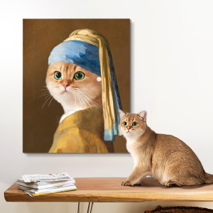 萌宠入油画猫咪画像狗狗头像定制装饰画无框创意礼物宠物肖像挂画