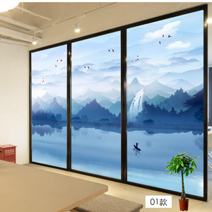 玻璃山水风景画客厅