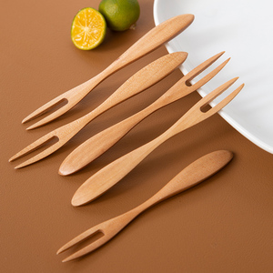 米立风物原木木质果签叉家用精致水果签创意榉木果叉餐具甜品叉子