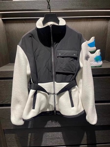 新款冬季韩国原单高尔夫女士羊羔绒棉衣加厚保暖收腰带小球包外套