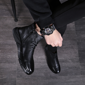 飞行员马丁靴男英伦风真皮高帮皮鞋靴子中帮男靴春季新款加绒男鞋