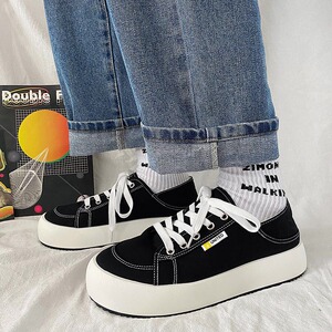 帆布鞋厚底男女吴建豪同款潮2021春新款松糕板鞋乞丐半拖鞋4人付款