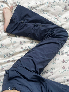 美式高街藏青色抽绳可调节速干休闲裤子女2024夏季薄款直筒工装裤
