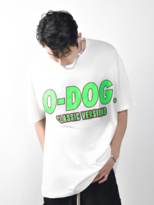 o-dog 白绿logo经典限定款t恤 设计感ins个性街舞宽松简约t恤