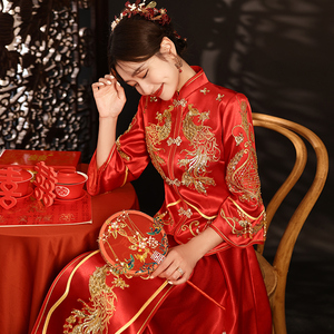 新式缎面秀禾服新娘2022年新款中式婚纱结婚礼服夏季简约敬酒服女