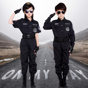 儿童警察服装套装男女童警官衣服黑猫警长交警小警特训练服演出服