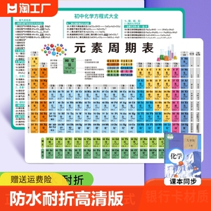 初中化学元素周期表卡片知识点数学物理公式方程式大全卡片带拼音