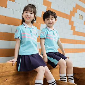 小学生校服夏季纯棉短袖男生三年级班服套装幼儿园园服运动会定制