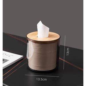 日式竹木透明抽纸盒桌面卷筒纸纸盒创意简约实木木盖纸巾卷纸筒