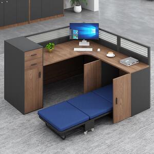 职员办公桌椅组合带休息床折叠午休床办公室办公桌屏风工位桌卡座