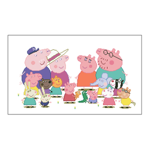 十字小猪佩奇的一家人和朋友们十字绣