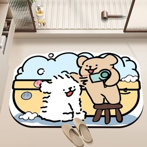 卫生间地垫浴室吸水沥水垫厕所门口速干防滑地毯卫浴脚垫家用小猫