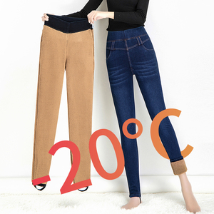 加绒牛仔裤女2023年新款羊羔绒高腰小脚裤冬季松紧腰显瘦外穿加厚