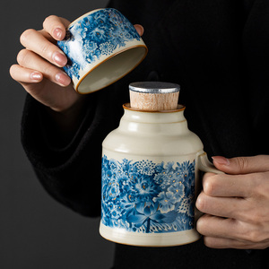 汝窑金万花小暖壶功夫茶具大容量陶瓷中式泡茶壶焖茶壶单壶保温瓶