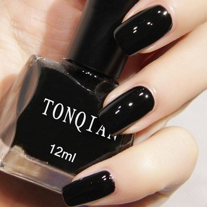黑色指甲油无毒不可剥时尚不掉色学生易涂显白持久不可撕拉美甲油