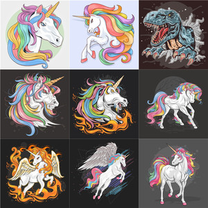 v019魔幻野兽独角兽飞龙天马动画游戏动物图片素材eps矢量ai设计