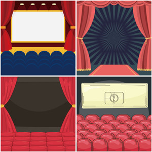 a0117电影院卡通仿真幕布座椅背景荧幕剧院eps设计素材ai矢量图