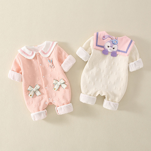 婴儿衣服春秋款连体衣女宝宝超萌满月公主哈衣婴幼儿百天春季爬服