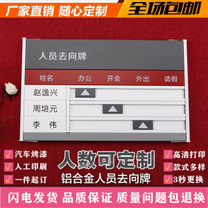 002人付款淘宝铝合金去向牌 工作人员在岗指示门牌 定做烤漆印字去向