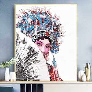 京剧美女脸谱 张小白孟祥星释灵特色中国风海报挂画壁纸装饰画