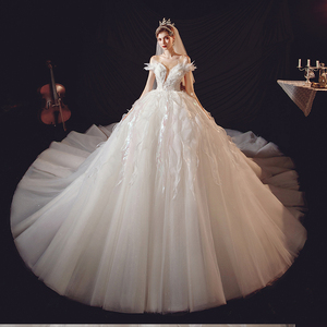 新娘甜美可爱披风拖尾婚纱敬酒服重情重义商贸750