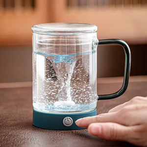 懒人磁力搅拌牛奶咖啡杯玻璃耐高温电动旋转水杯子带盖usb充电款