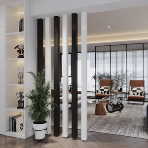 实木竖条隔断屏风