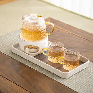 玫瑰花茶壶套装玻璃茶杯蜡烛加热底座美容院养生轻奢下午茶泡茶壶