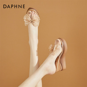 Daphne达芙妮 夏日增高神器~坡跟拖鞋女夏松糕厚底凉鞋透明高跟鞋