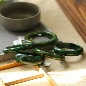 绿云母手镯天然稀缺料复古风汉服搭配装饰送妈妈古典气质高档料