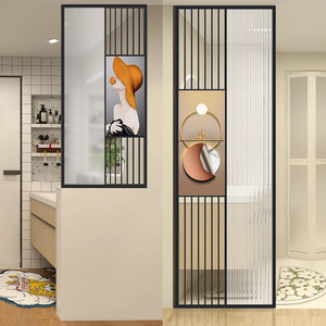 铁艺轻奢长虹玻璃屏风隔断入户客厅卫生间洗手台干区半墙遮挡定制