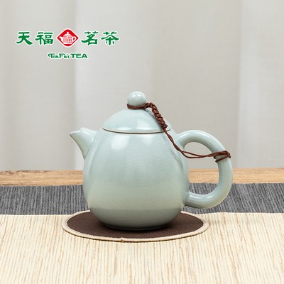 天福茗p茶龙蛋汝窑壶组便携旅行家用快客杯整套装功夫茶具一壶一