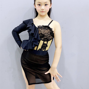 慧琳舞服新款夏季练功服宝儿同款气质个性舞衣订制专业黑色蕾丝