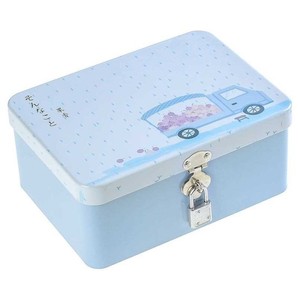帶鎖的收納盒鐵質鐵匣子鐵盒子粉色創意帶鎖盒子禮物包裝盒小孩子