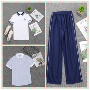 第八高级中学夏季浅蓝短袖衬衫正装西裤校服运动装