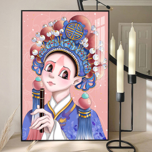 烧烤店装饰创意墙面装饰画国潮京剧花旦人物挂画国风戏曲美妆挂画