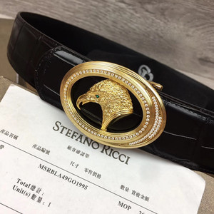 新款史蒂芬劳伦斯鹰头皮带 钢扣镶钻男士牛皮老鹰扣头休闲裤腰带
