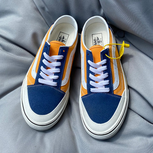 方其万斯官方旗艦店官网黄蓝拼接冲浪印花懒人鞋无后跟拖鞋一脚蹬