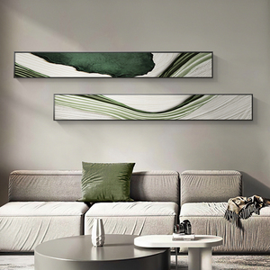 客厅肌理装饰画窄长条组合沙发背景墙挂画侘寂风酒店床头壁画抽象