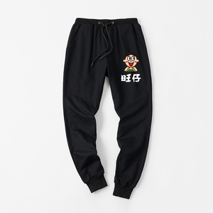 网红抖音旺仔牛奶衣服卫裤卫衣学生长裤休闲裤子男女宽松情侣装运